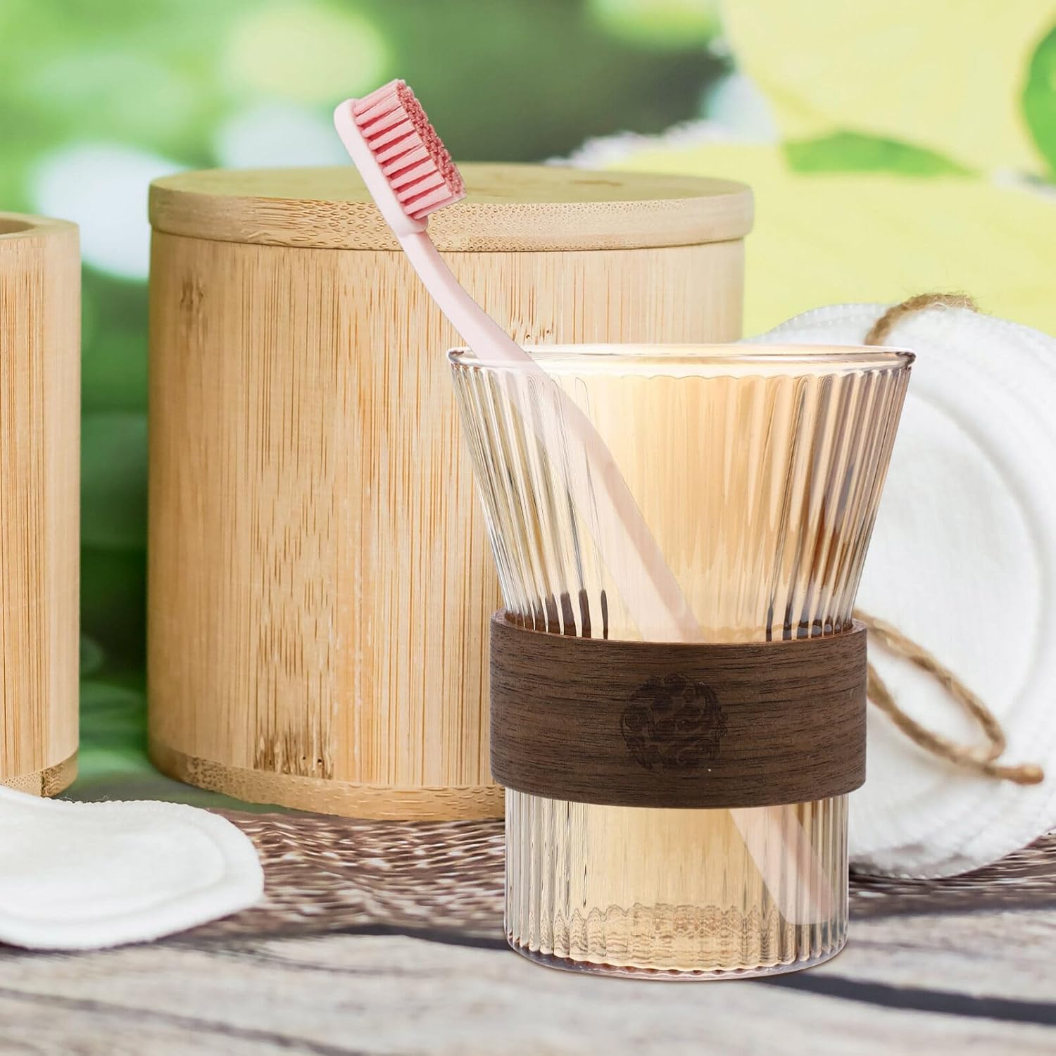 Luxshiny Glass Toothbrush Holder Bathroom Tumbler