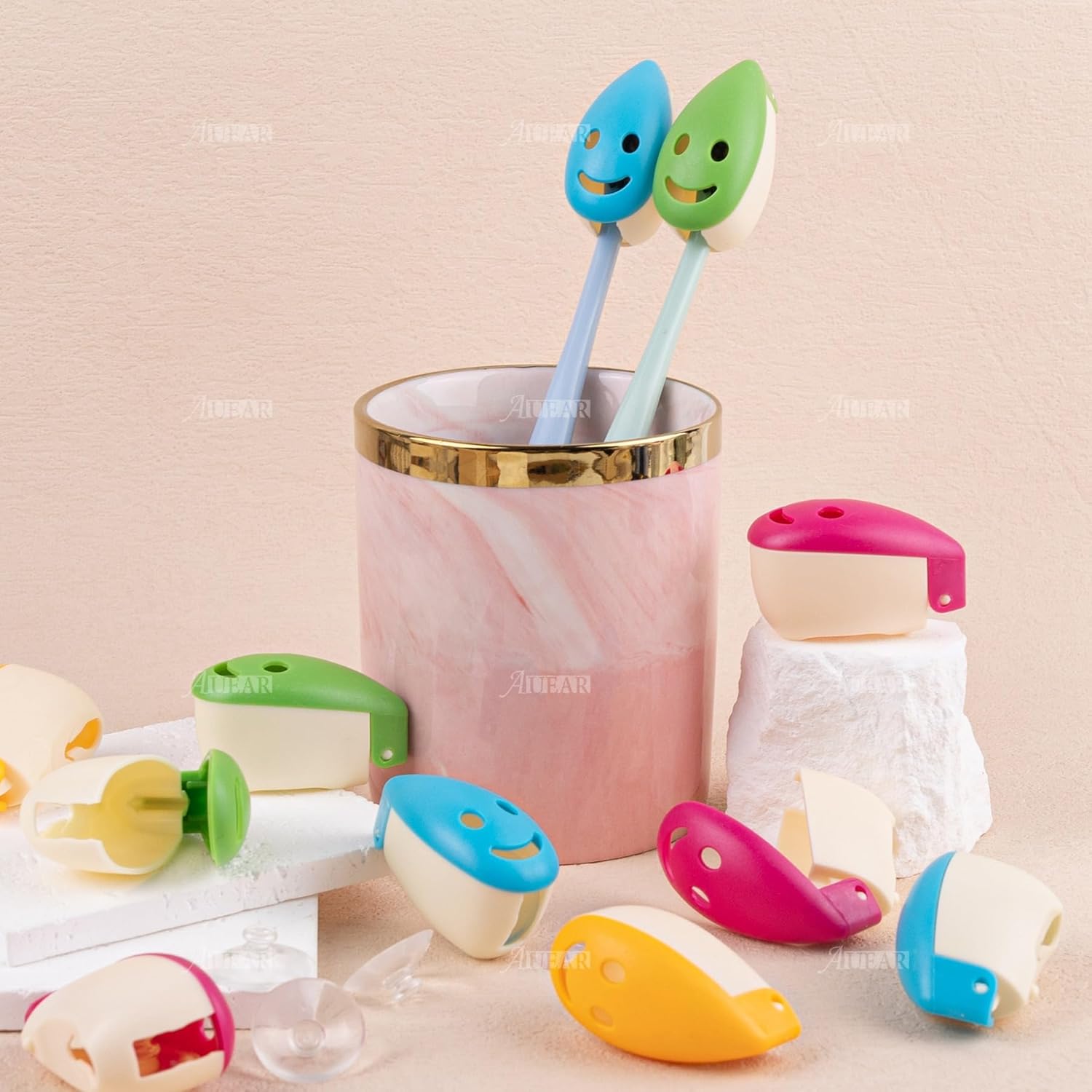 AUEAR 12 Pack Portable Toothbrush Holder Cover with Suction Cup