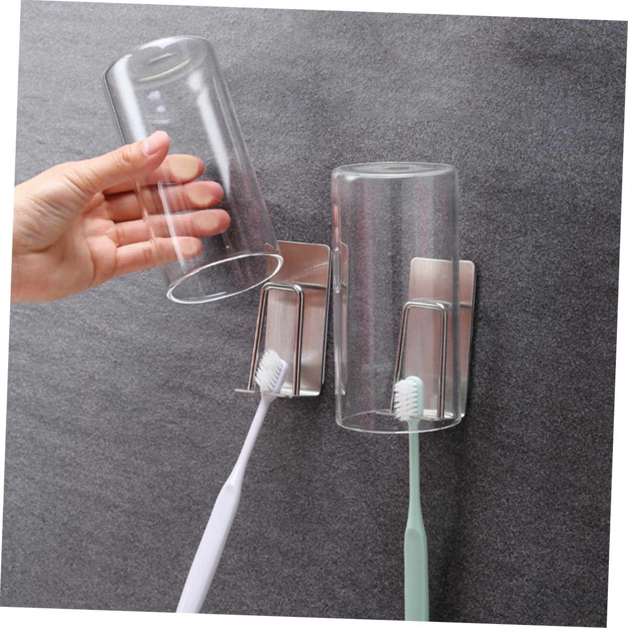 Zerodeko 2-Pack Stainless Steel Toothbrush Oral Care Holder Organizer No Drilling Required