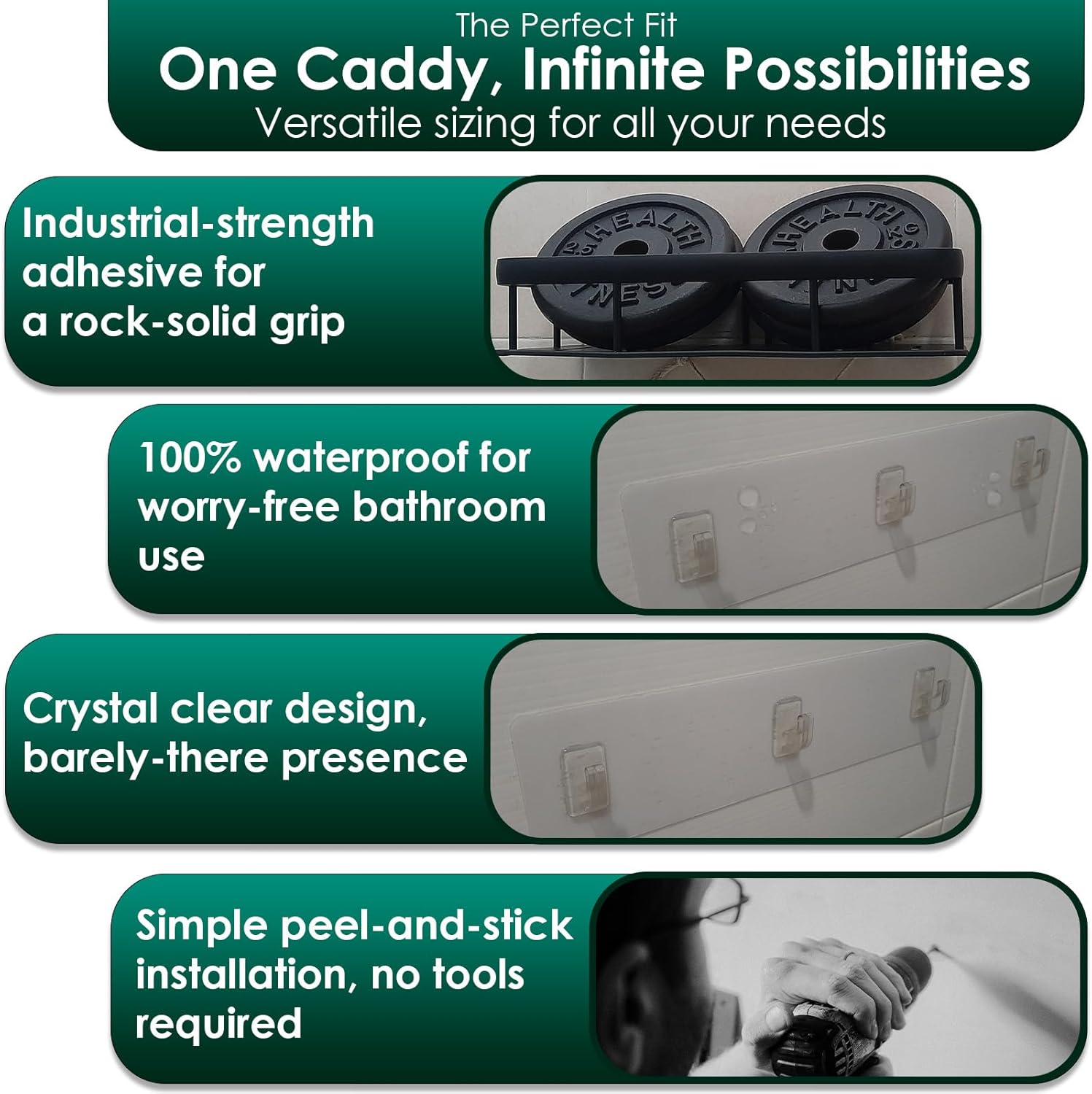 Strong Adhesive 2-Pack Replacement for Shower Caddy