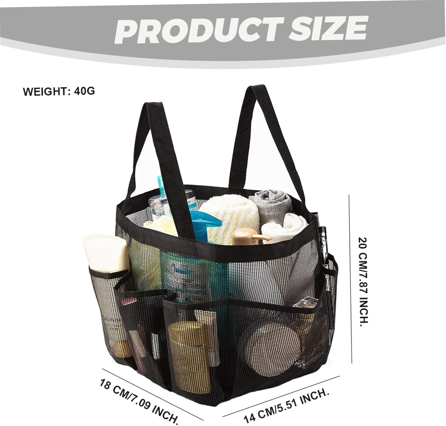 Iewroyt Portable 71x55x79 Inch Shower Basket with 7 Outer Pockets