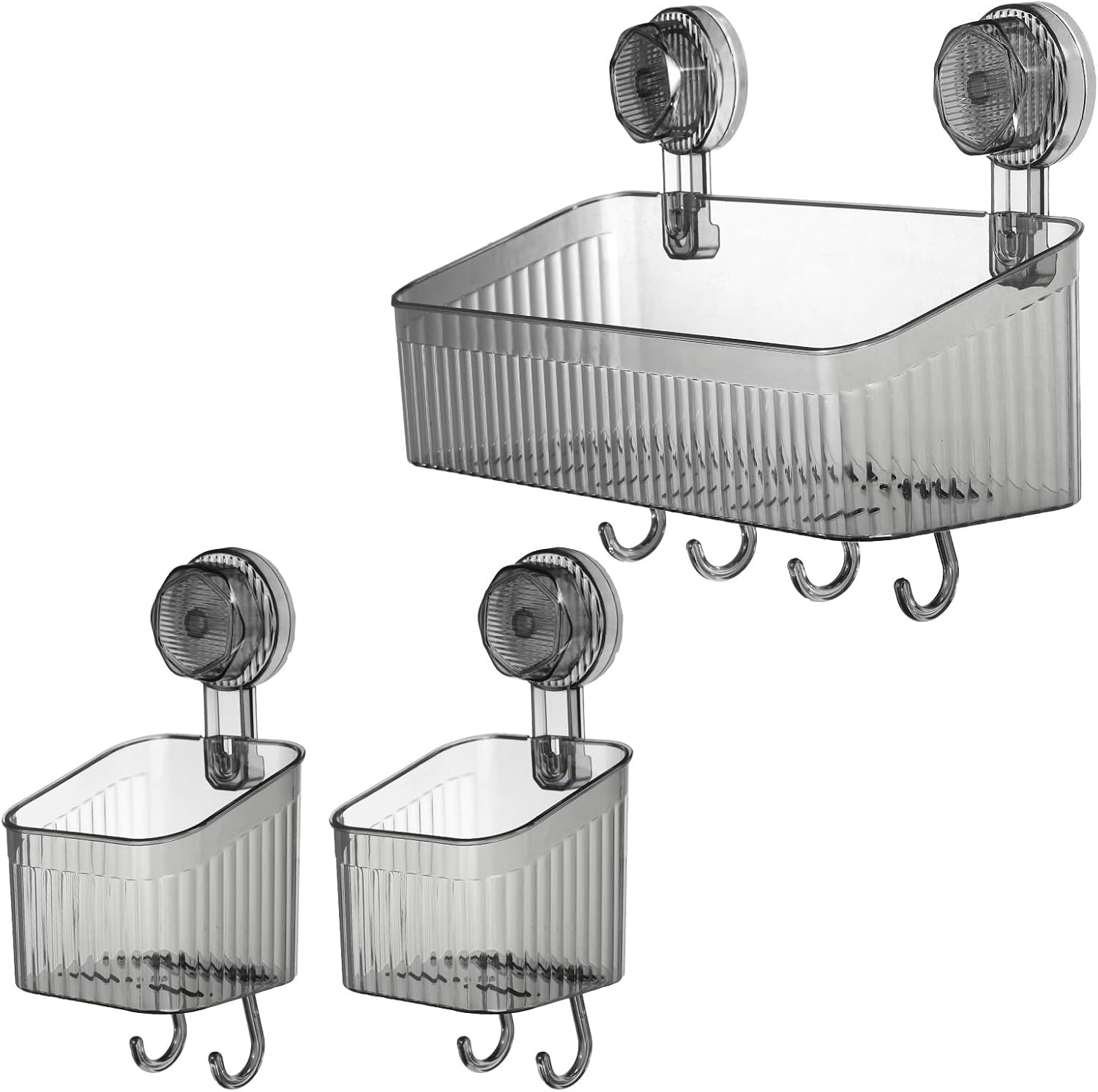 3-Piece Durable Suction Cup Organizer Set Perfect for Bathroom Kitchen