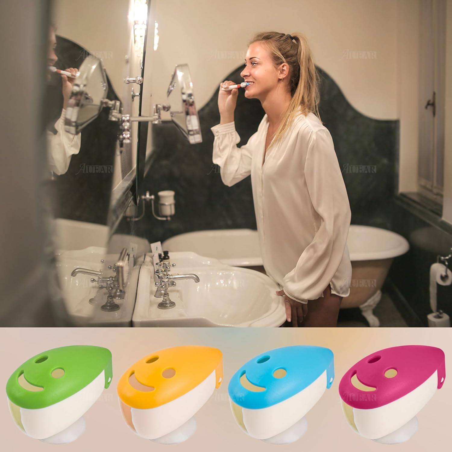 AUEAR 12 Pack Portable Toothbrush Holder Cover with Suction Cup