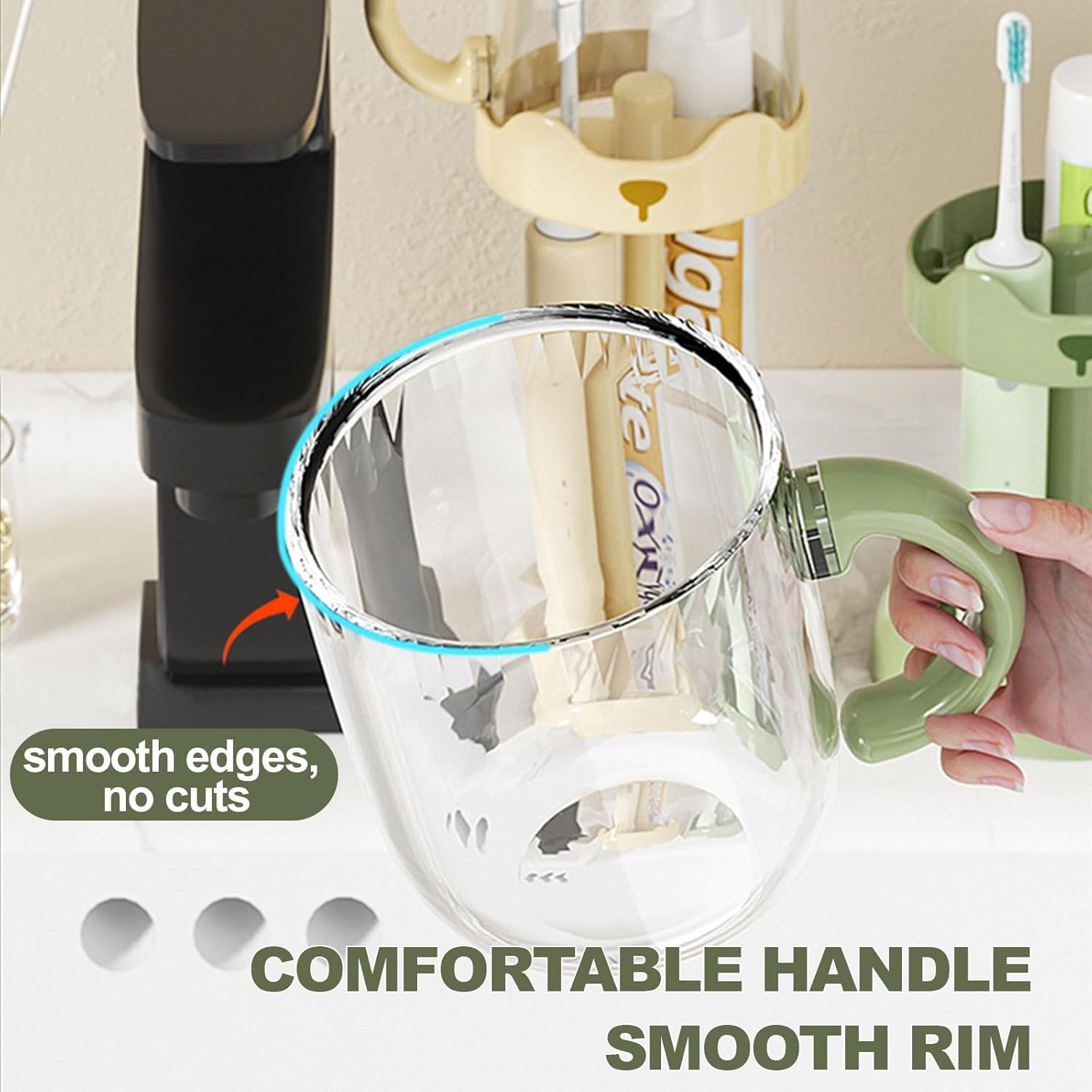 Adjustable Toothbrush Holder with Cover and Rinsing Cup