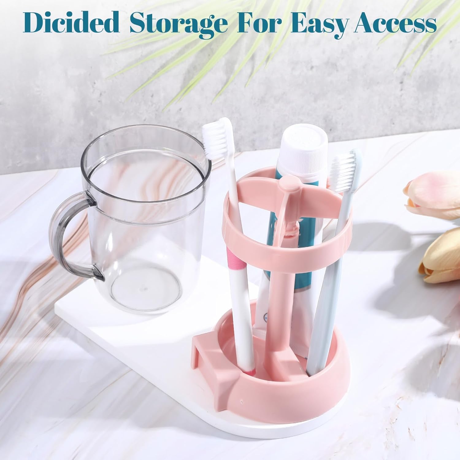 Stylish Pink Toothbrush Holder with 3 Slots