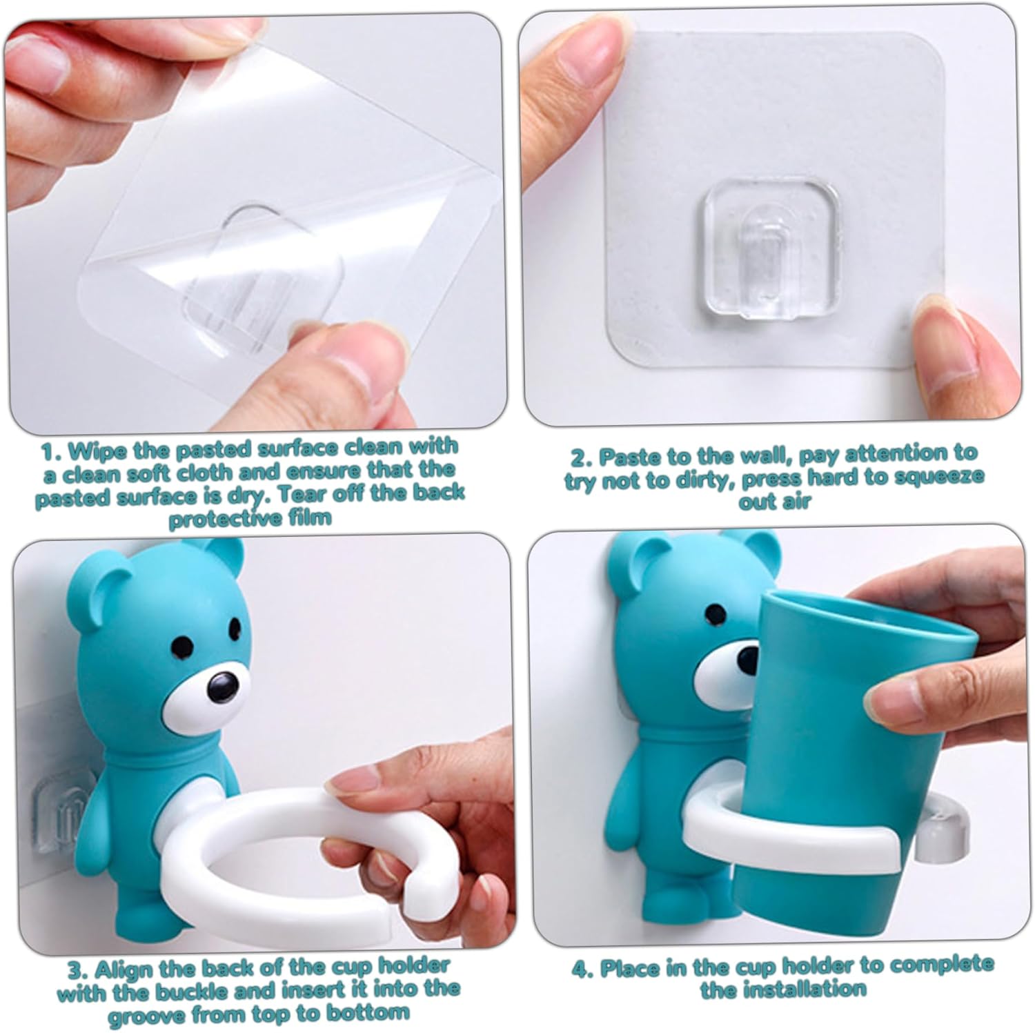 Cute Bear Toothbrush Holder with Cup for Kids
