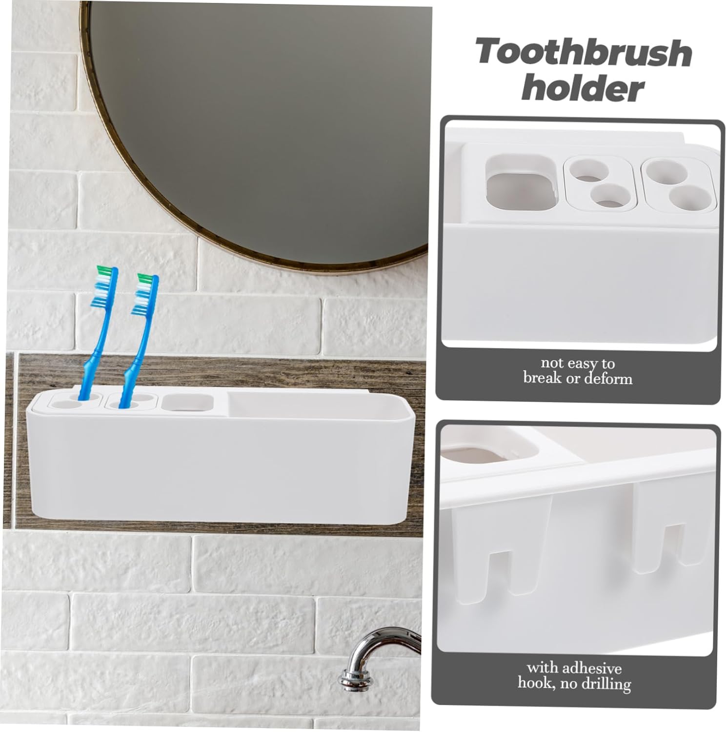 PRETYZOOM Wall Mounted Toothbrush Holder 2 Tier Organizer 1