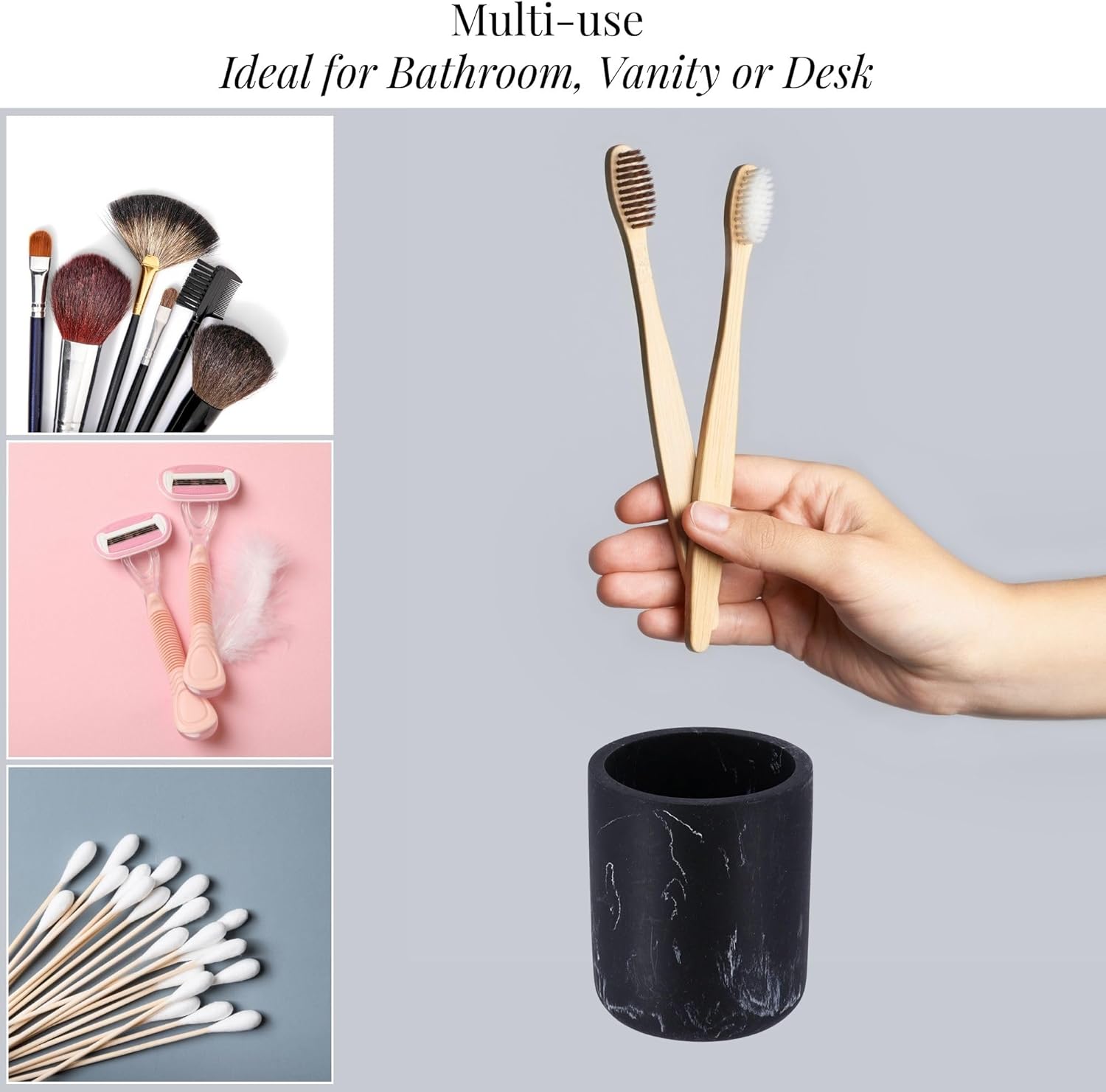 Elegant Black Marble Toothbrush Holder