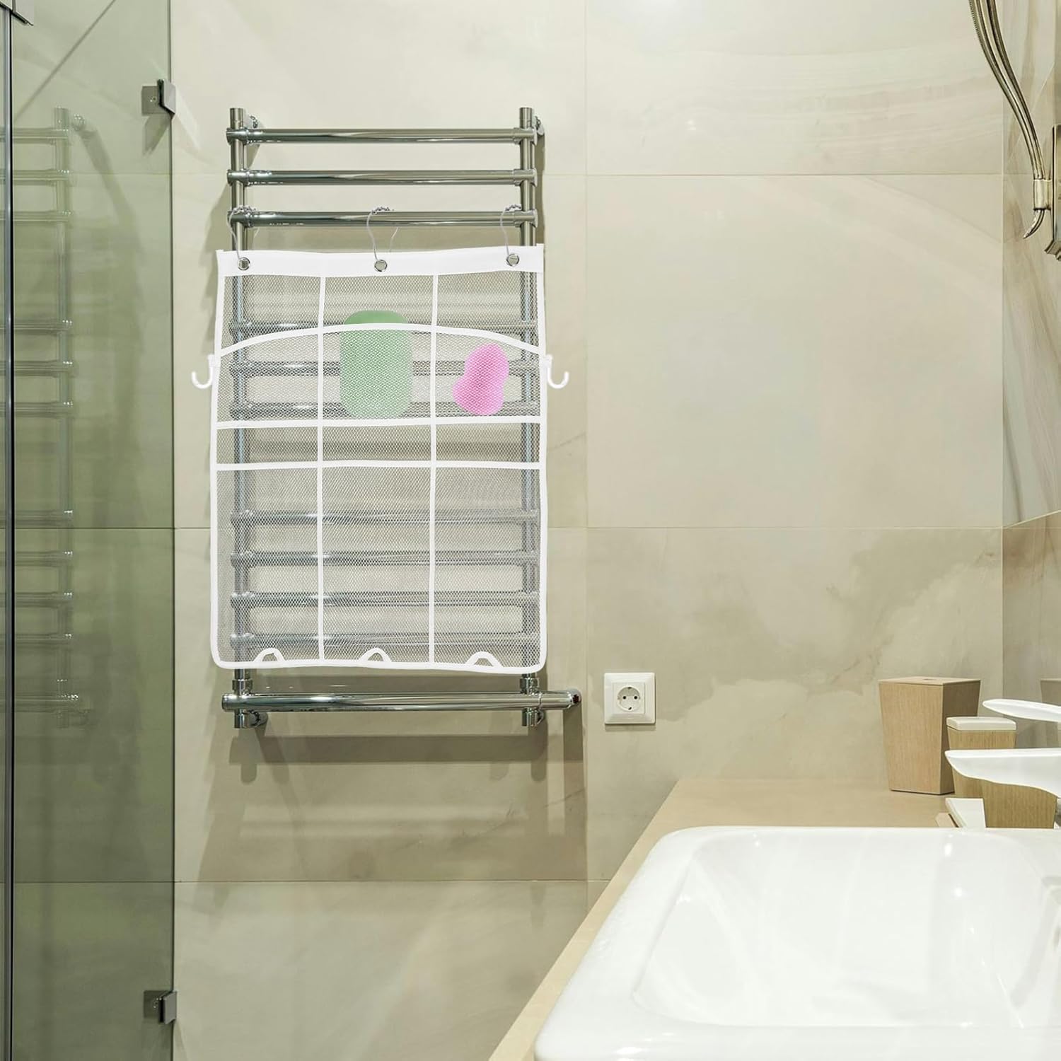 Alipis Hanging Shower Organizer Mesh Bag for Bathroom Essentials