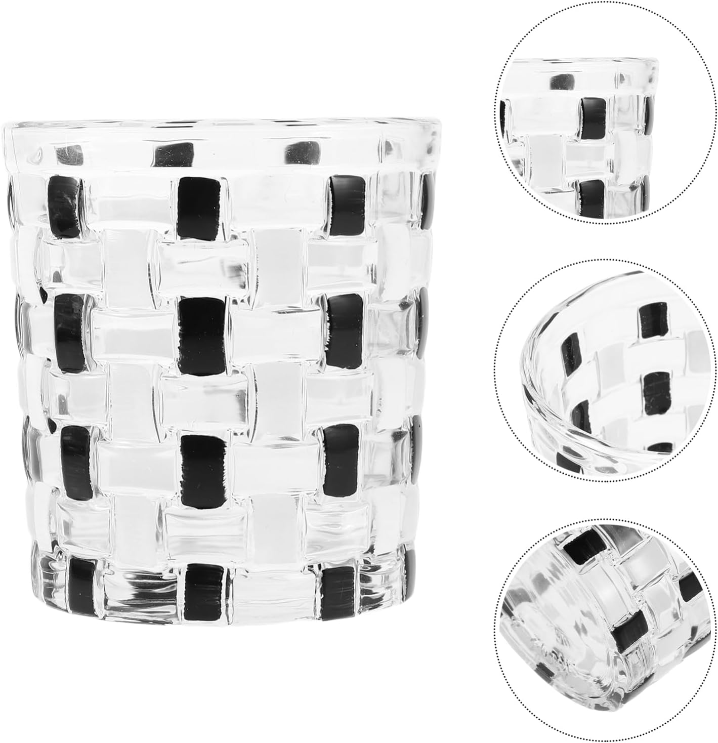 Bathroom Tumbler Glass Cup with Modern Checkerd Design