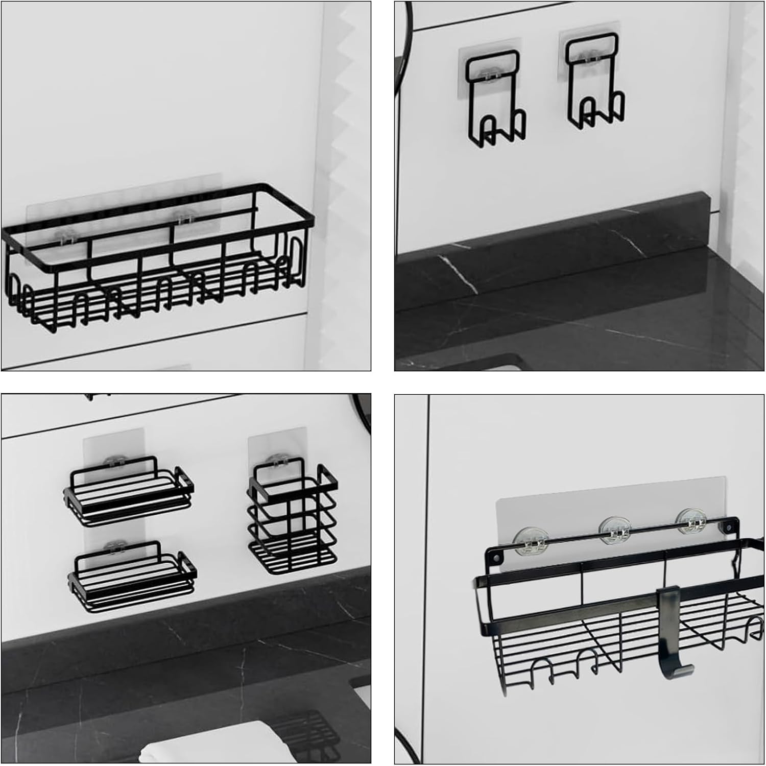4-Piece Adhesive Shower Caddies for bathrooms