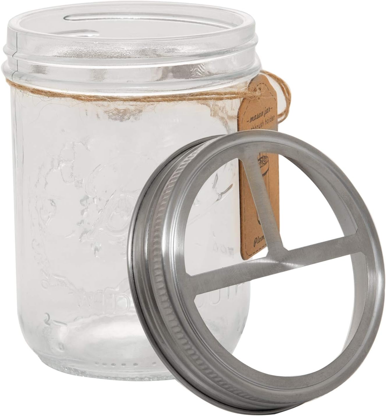 Plomkeest 16 Oz Mason Jar Toothbrush Holder