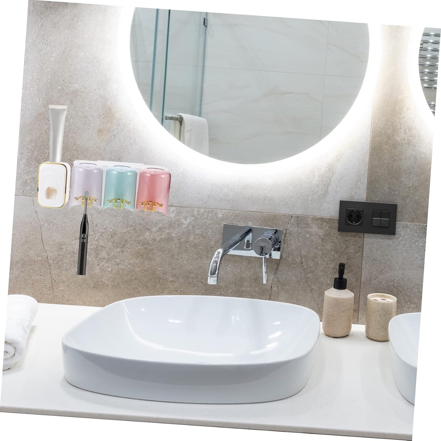 Space-Saving Wall-Mounted Toothbrush Toothpaste Organizer for Bathroom