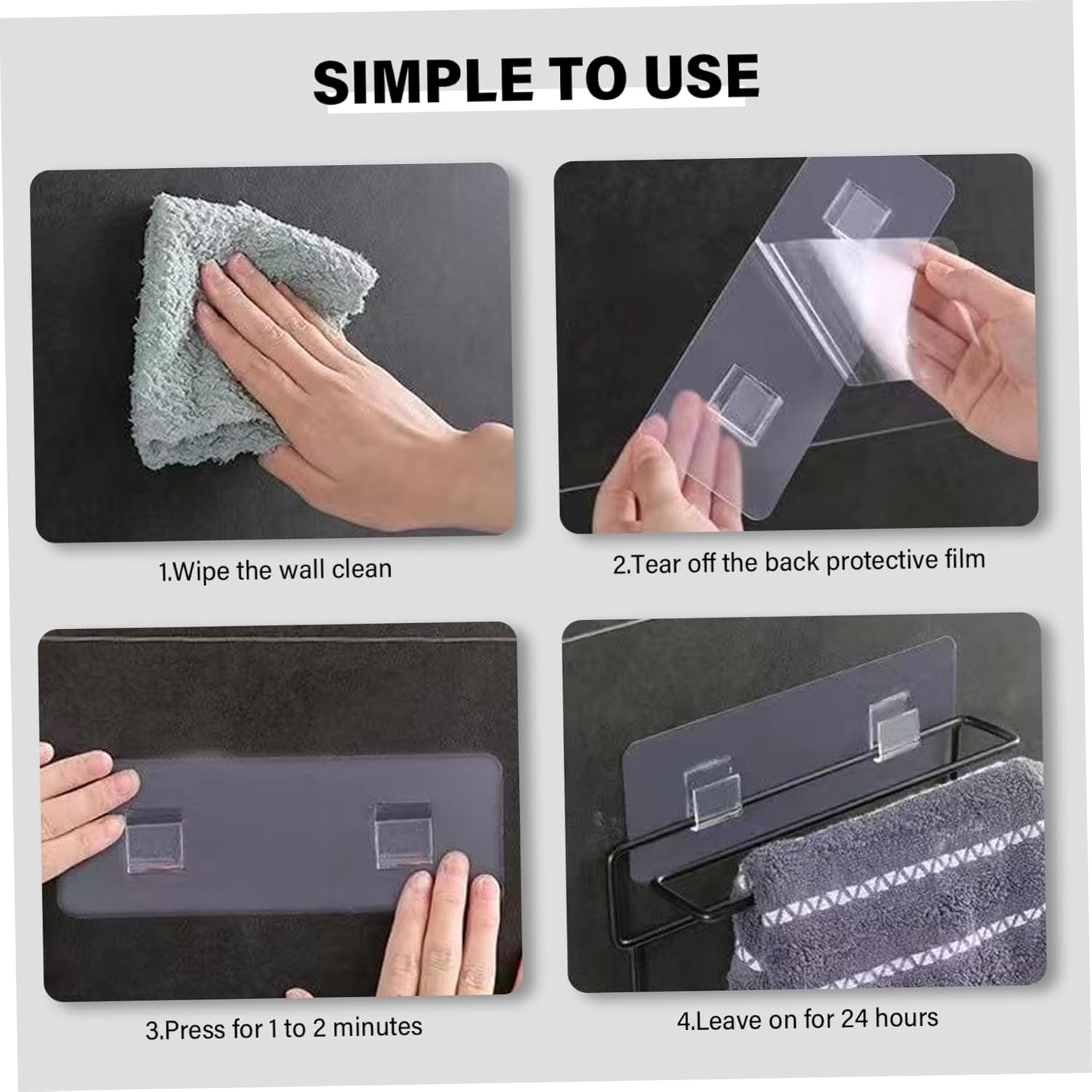 U-Shape Adhesive Shower Caddy with Replacement Stickers for Bathroom Kitchen Space