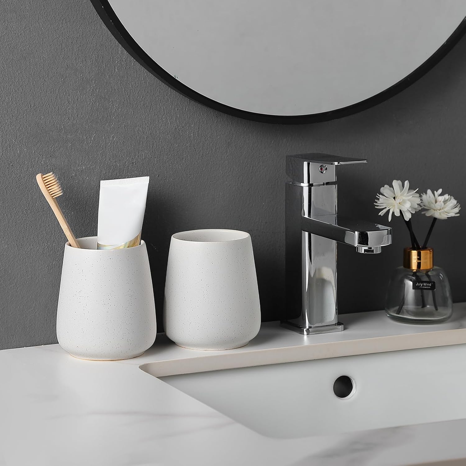 Exquisite Ceramic Toothbrush Holder Set 2-Pack Bathroom Kitchen Home Storage Solution