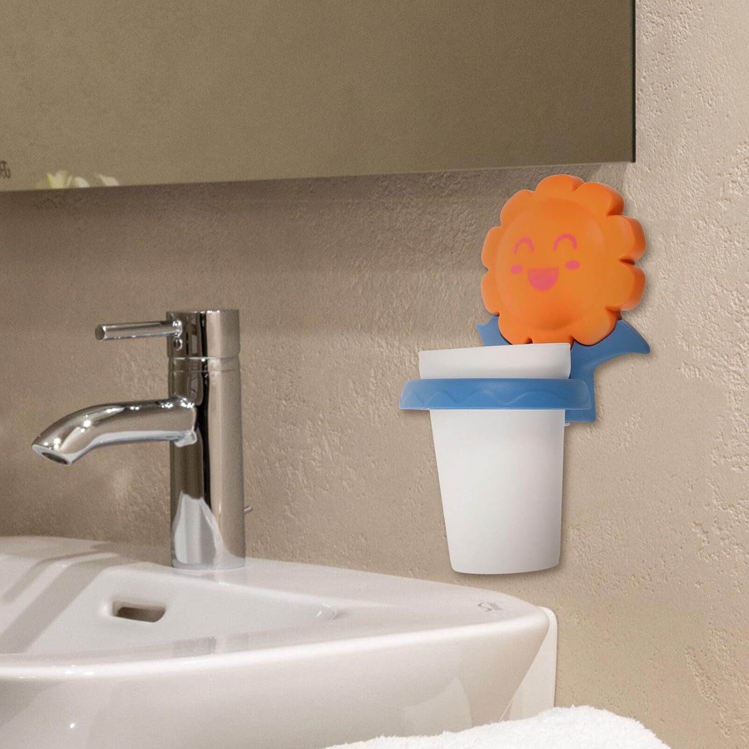 Cartoon Toothbrush Holder with Sunflower Design