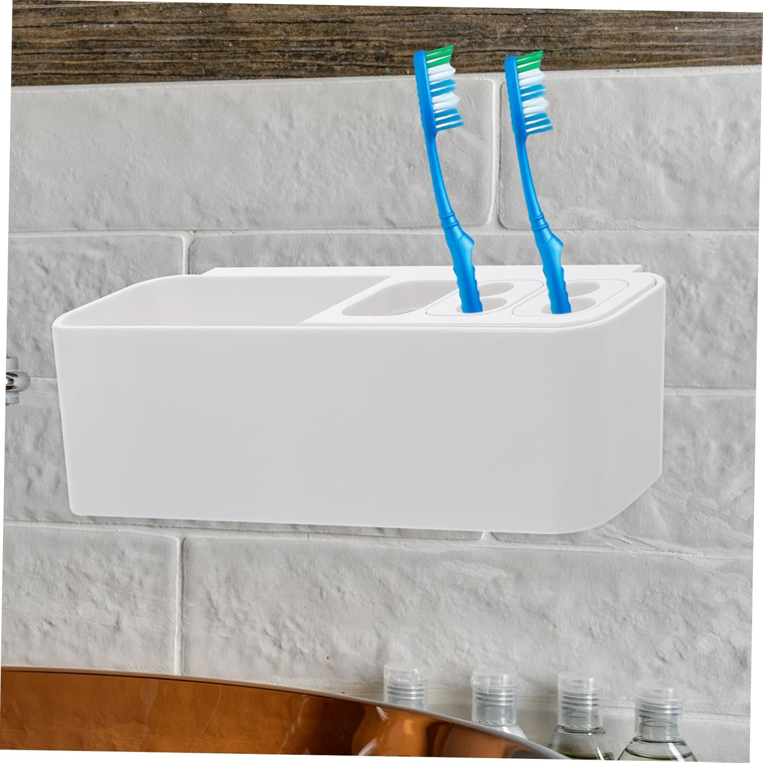 Holidoyo Toothbrush Holder Wall Mount Organizer No Drilling Strong Adhesive