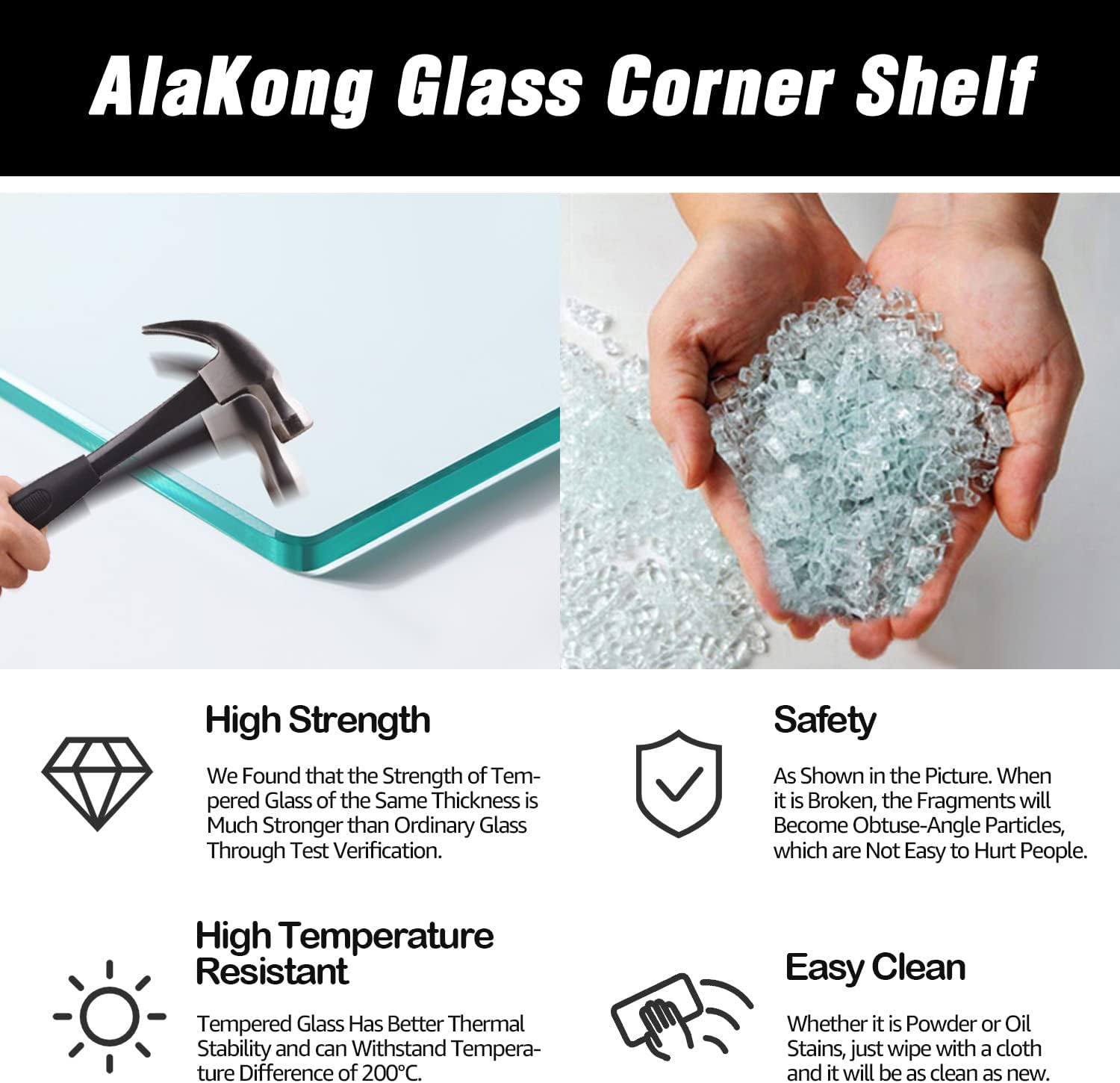 Elegant Bathroom Corner Glass Shelf Set Space-Saving Durable