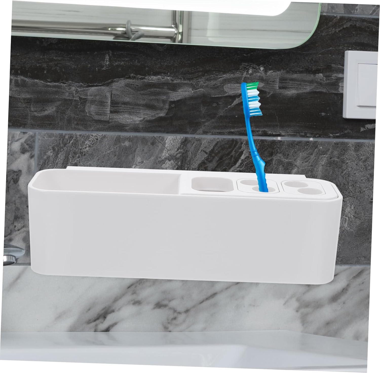 PRETYZOOM Wall Mounted Toothbrush Holder 2 Tier Organizer 1