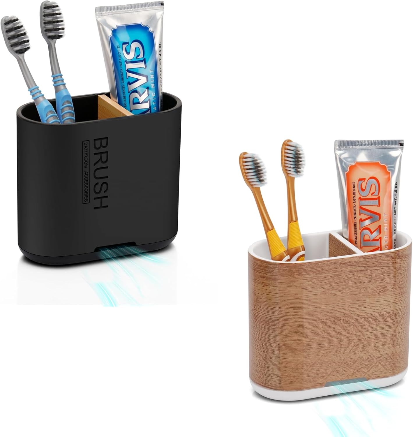 Space-Saving Bamboo Toothbrush Holder Black