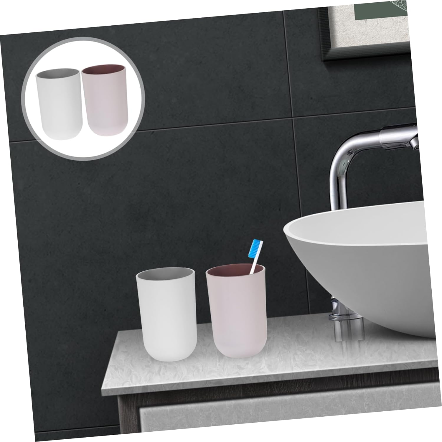 Dual-Color 2-Pack Toothbrush Water Tumbler Cups