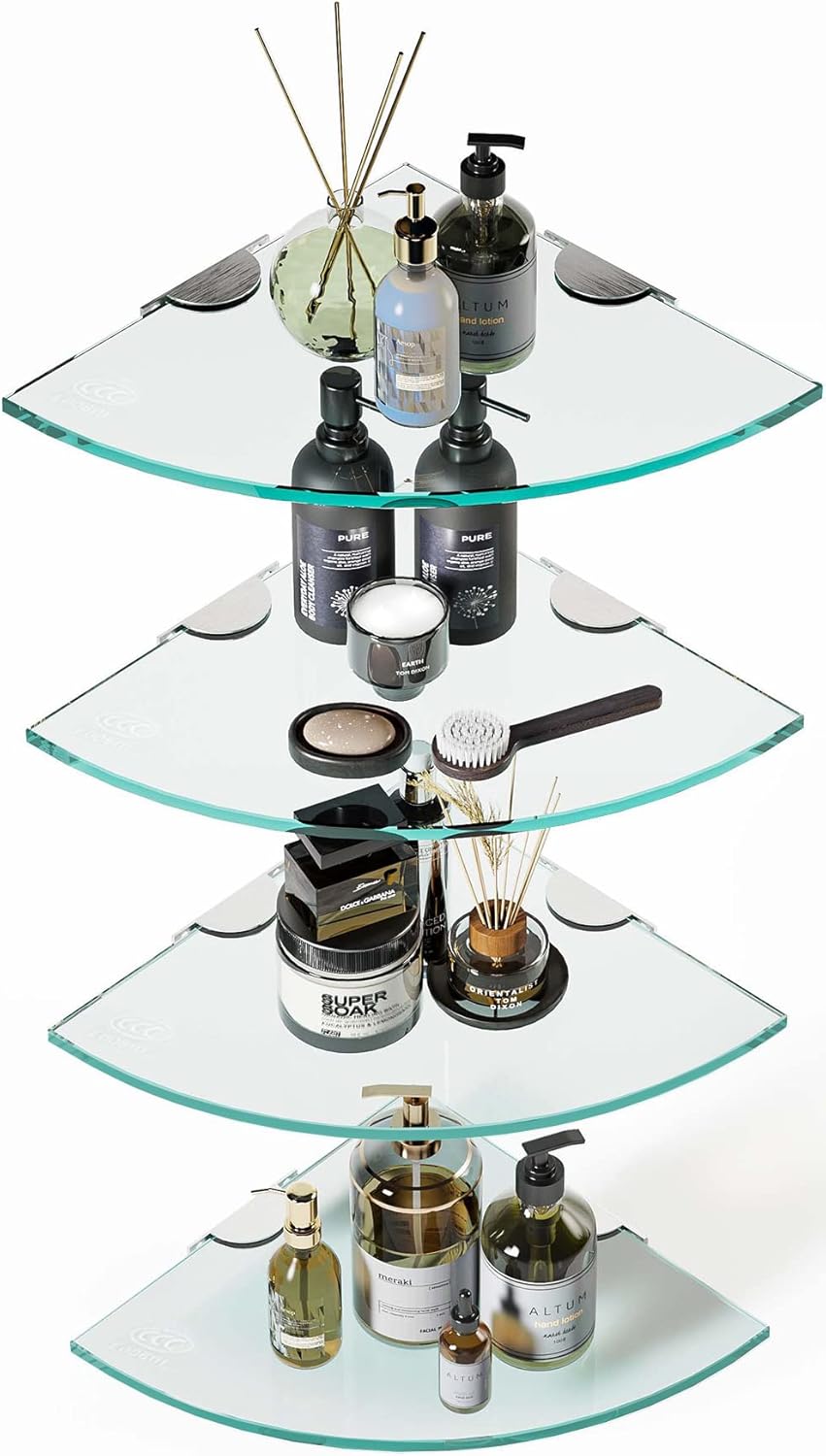 Elegant Bathroom Corner Glass Shelf Set Space-Saving Durable