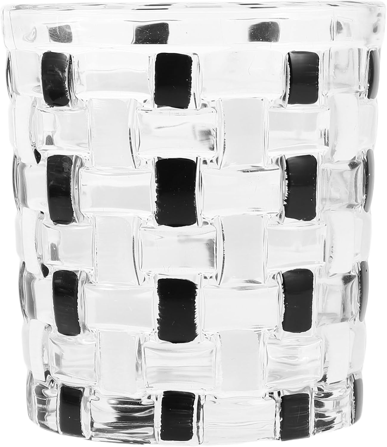 HOLIDYOYO Black White Checkerboard Glass Mouthwash Toothbrush Travel Holder