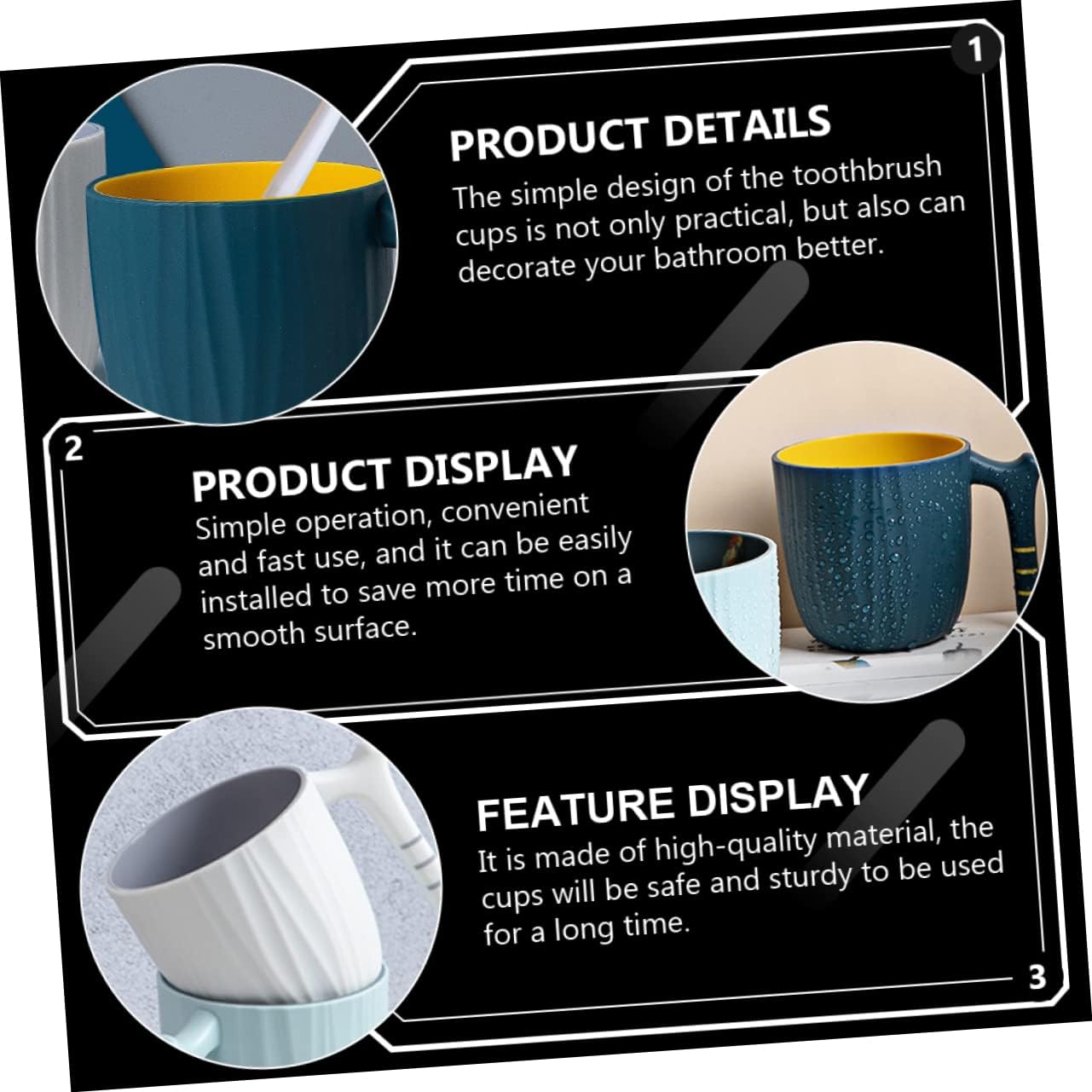 KONTONTY Toothbrush Storage Cup Handle Creative Design for Easy Storage