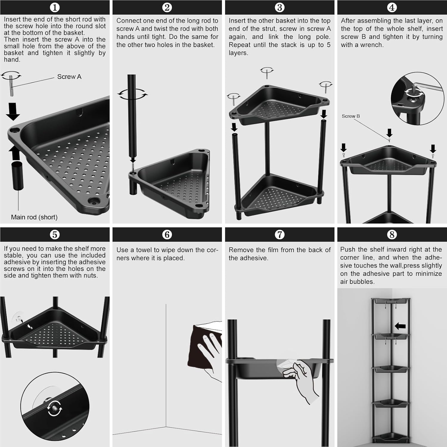 ODesign 5 Tier Floor Standing Corner Shower Caddy