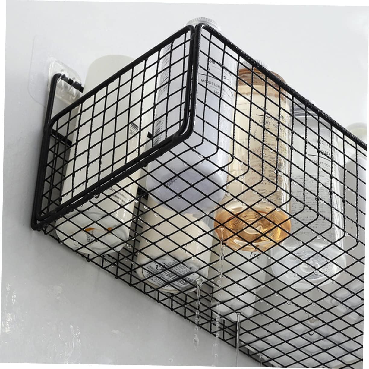 Zerodeko Floating Storage Rack No-Drill Floating Showers in Brightly Polished Iron