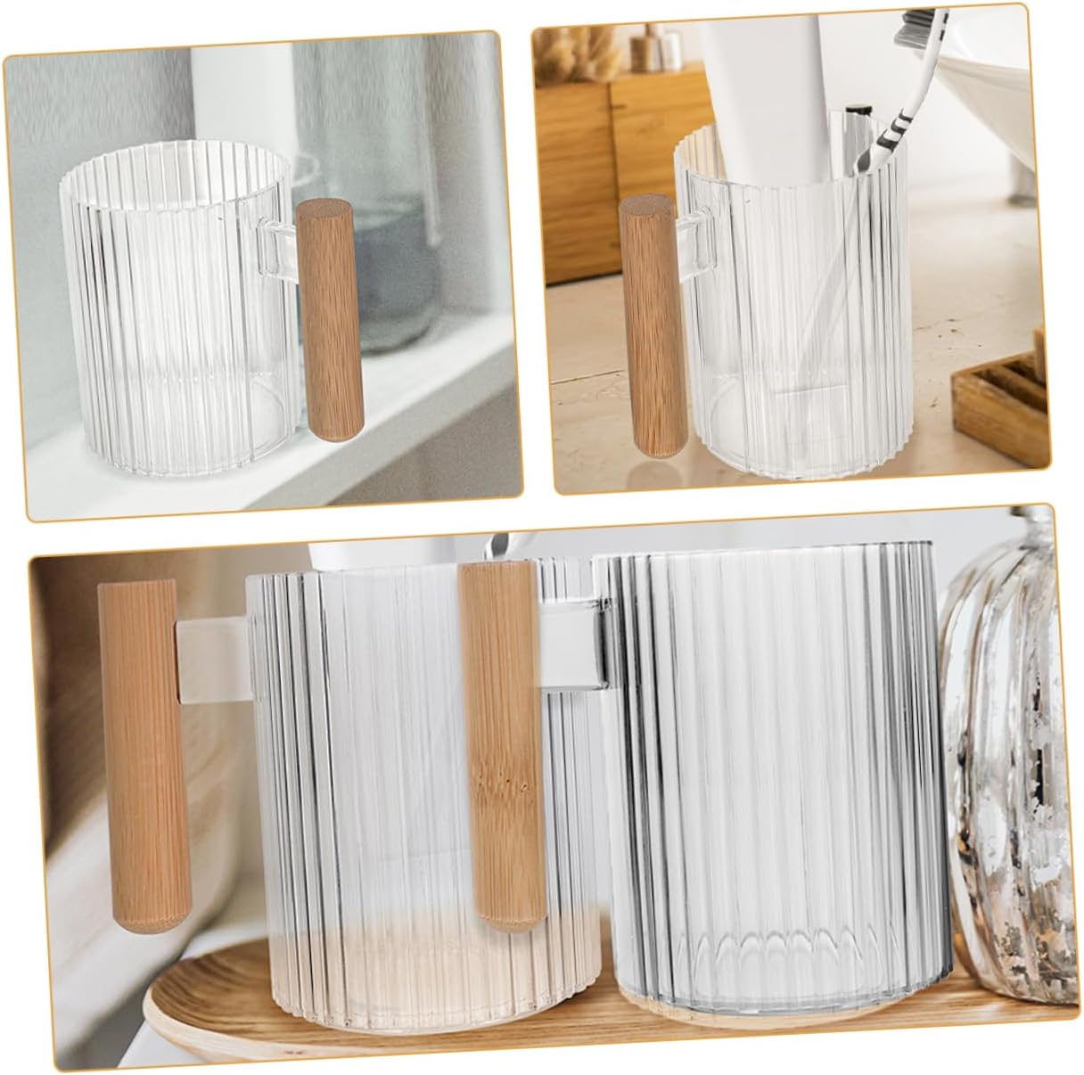 Ergonomic Mobestech 4Pcs Multi Purpose Toothbrush Holder Cups
