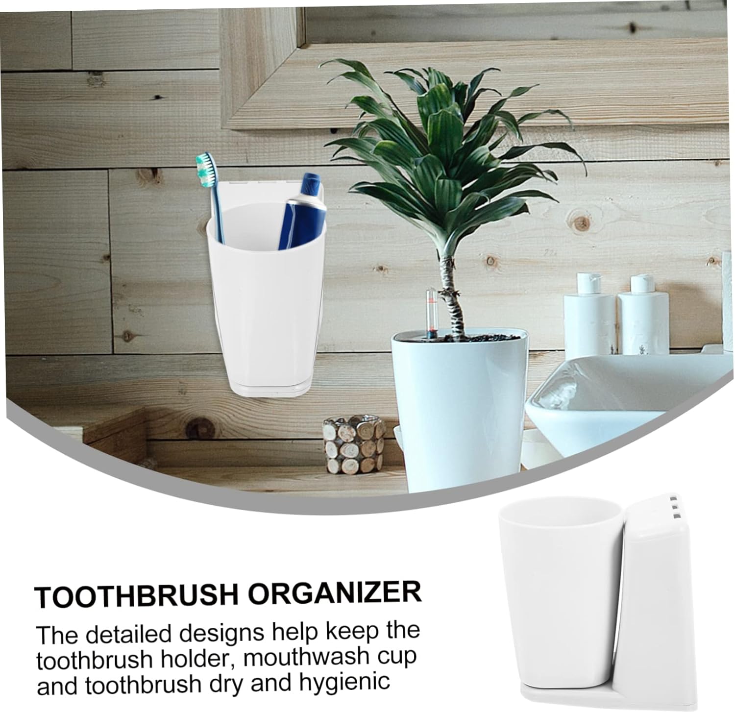 1 Set Wall Mounted Toothbrush Holder with Cup and Comb Stand