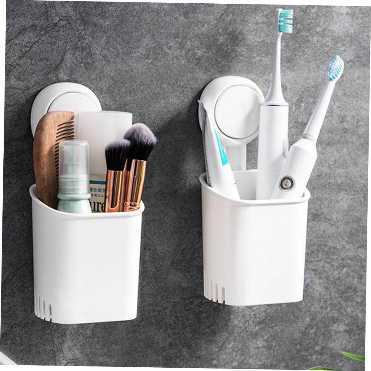 Wall Mounted Toothbrush Holder with Suction Cup and Drainage