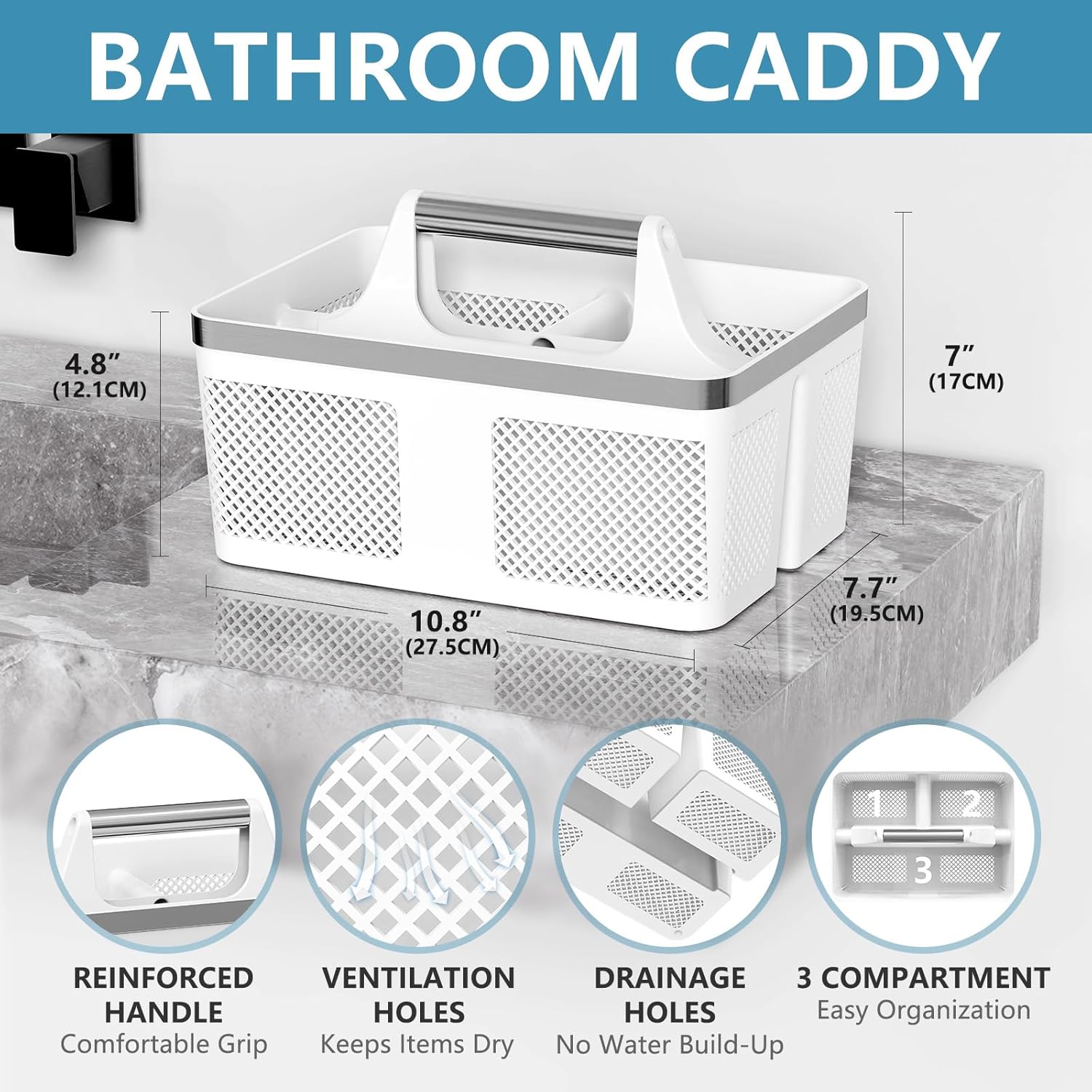 Portable Shower Caddy Bathroom Organizer with Built-in Handle
