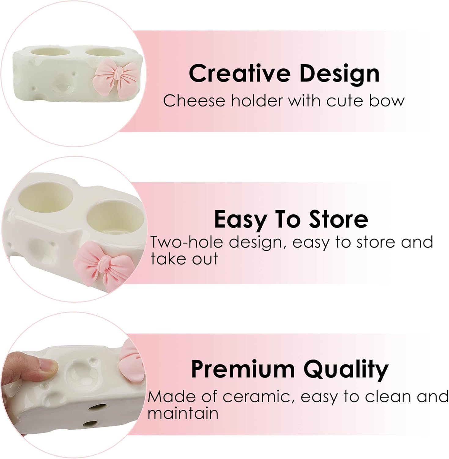 Cute White Ceramic Bow Toothbrush Holder