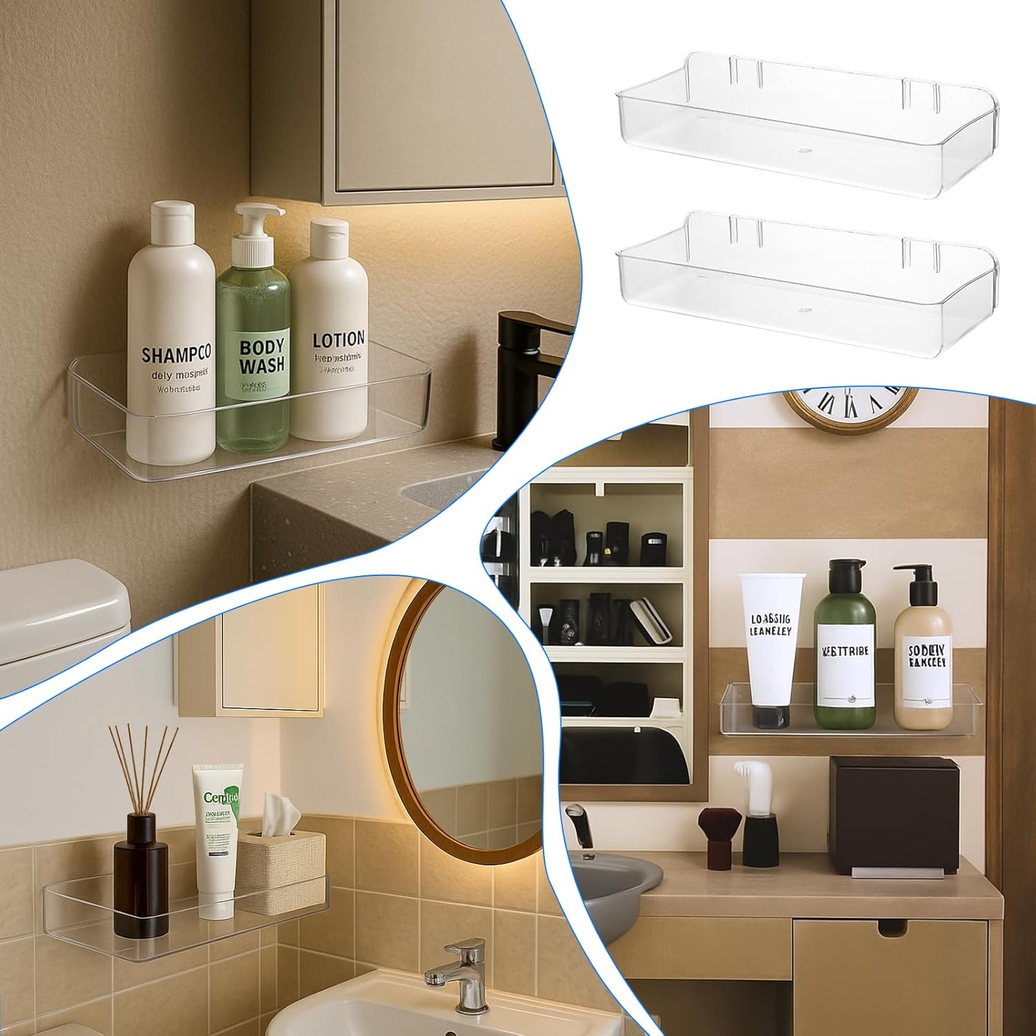 Wall-Mounted Acrylic Shower Caddies