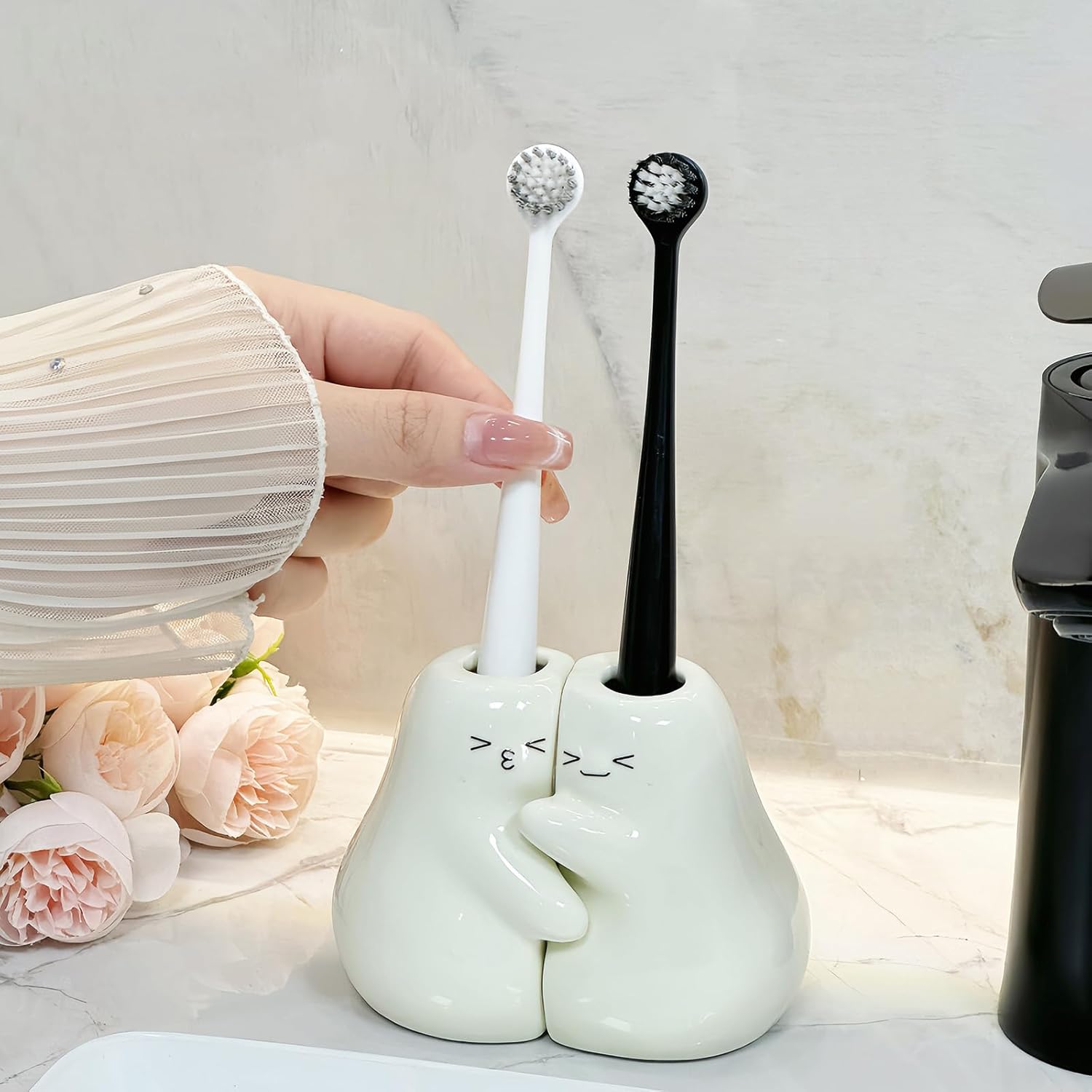 Set of 2 Hugging Pears Toothbrush Holder for Couples