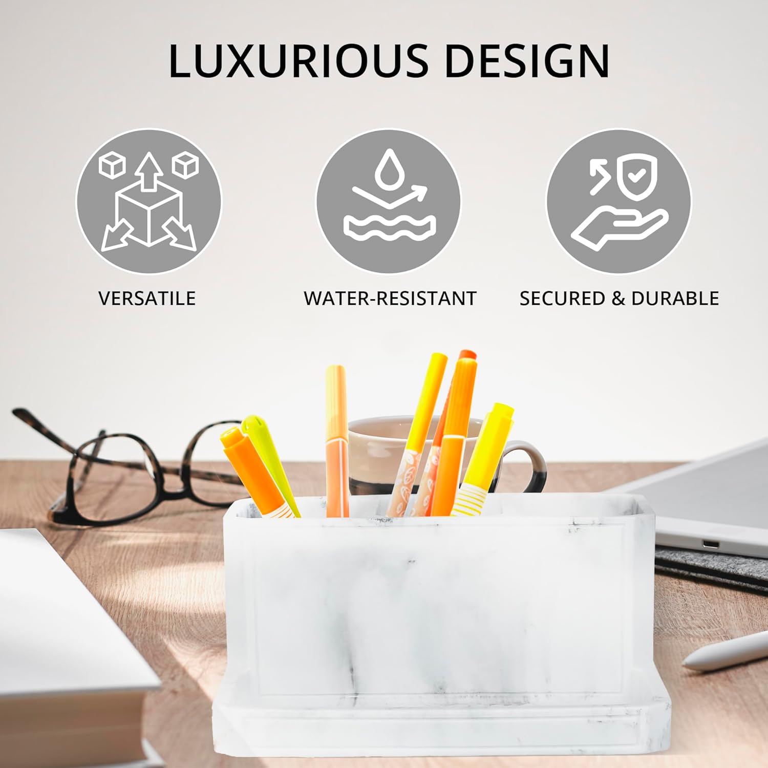 Lux 3 Compartment Vanity Organizer Durable Stylish