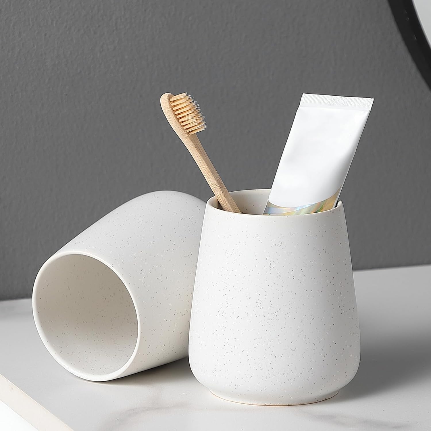 Exquisite Ceramic Toothbrush Holder Set 2-Pack Bathroom Kitchen Home Storage Solution