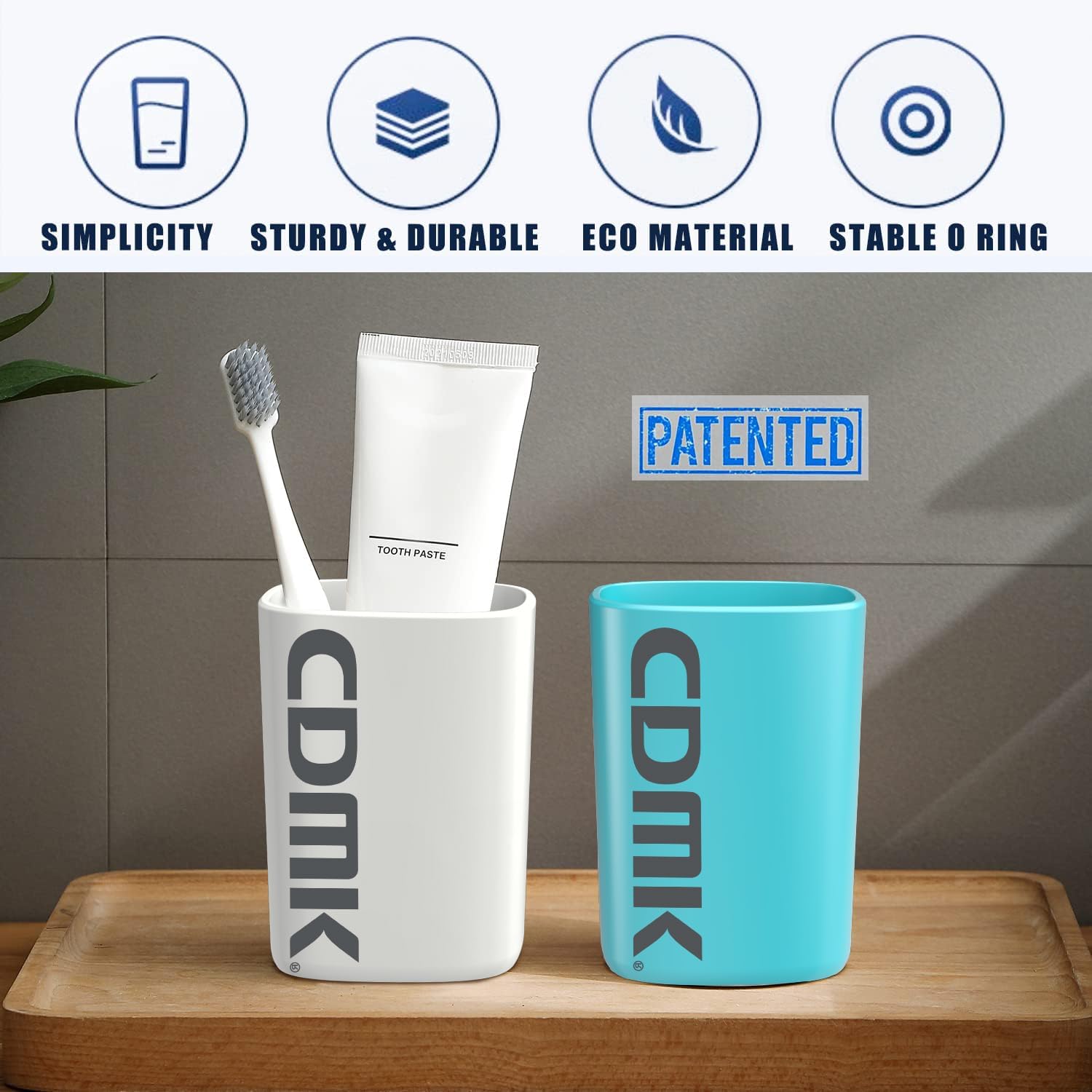 2-Pack Toothbrush Cup Holder 300ml Unbreakable ABS Plastic Bathroom Organizer - White 1