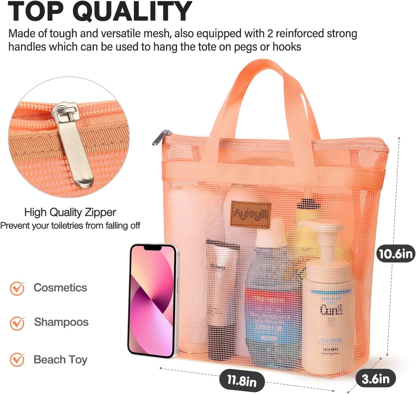 Hommtina 1 Pcs Shower Mesh Caddy Bag Quick Dry Organizer