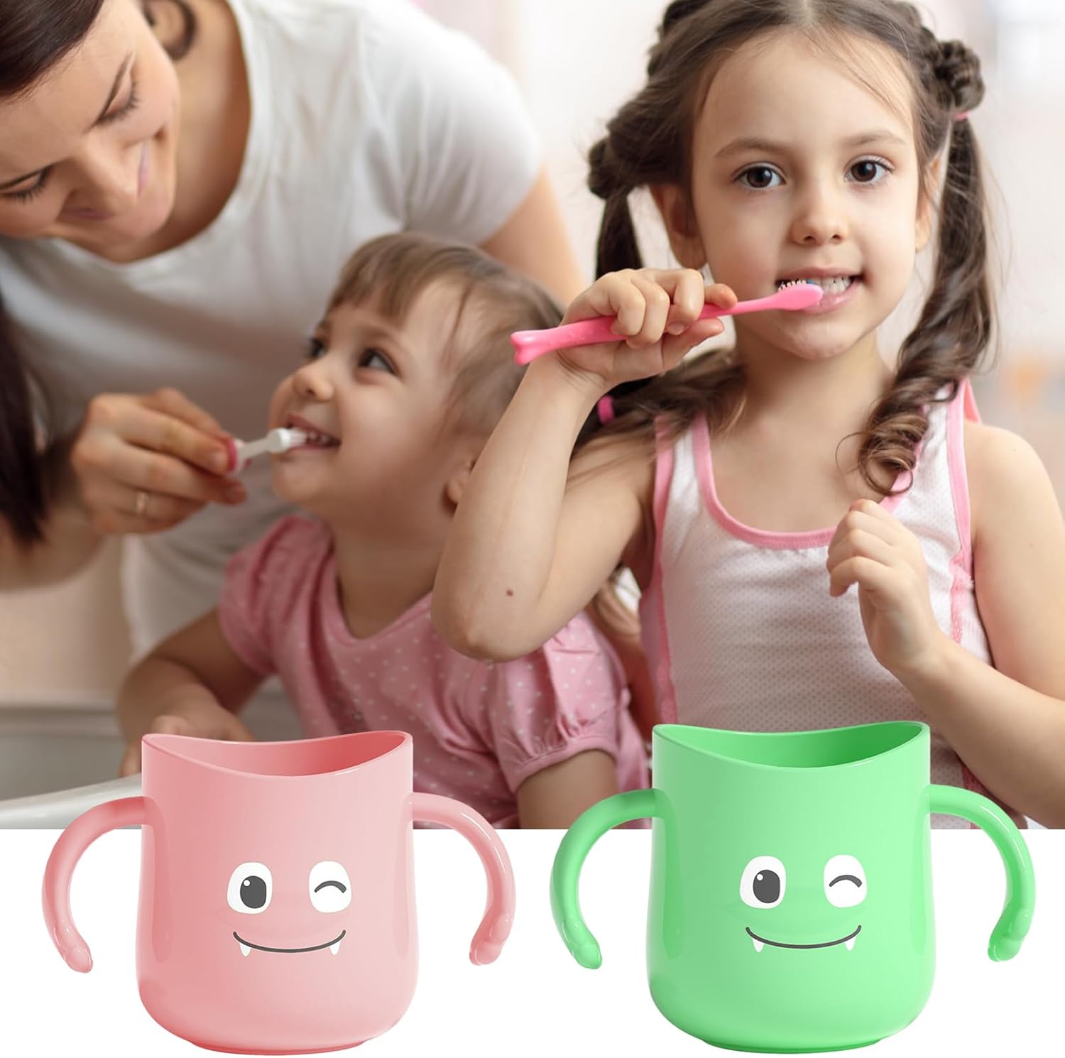 Awakentti 2 Pcs Kids Toothbrush Cup with Dinosaur Design