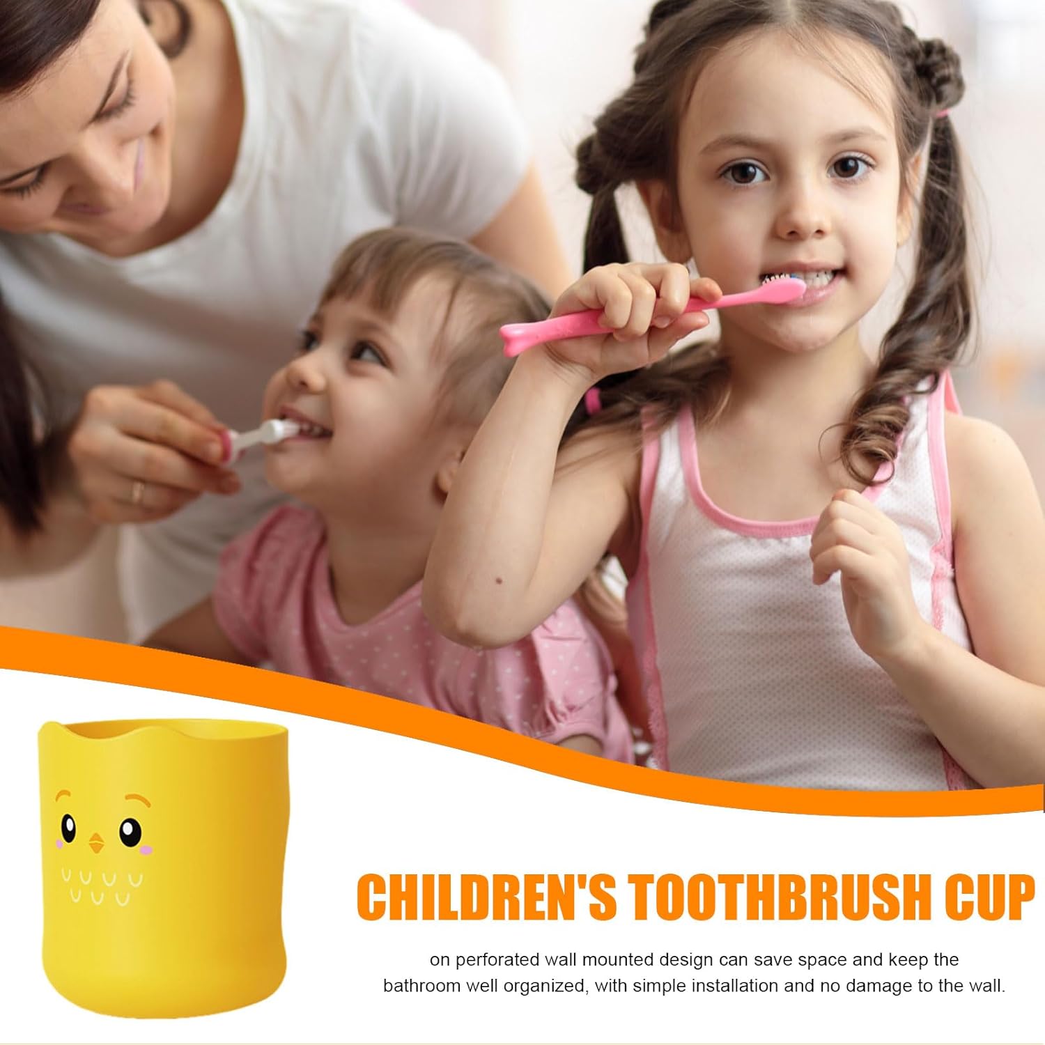 KSIEE Kids Toothbrush Cup with Cartoon Characters and Fun Design