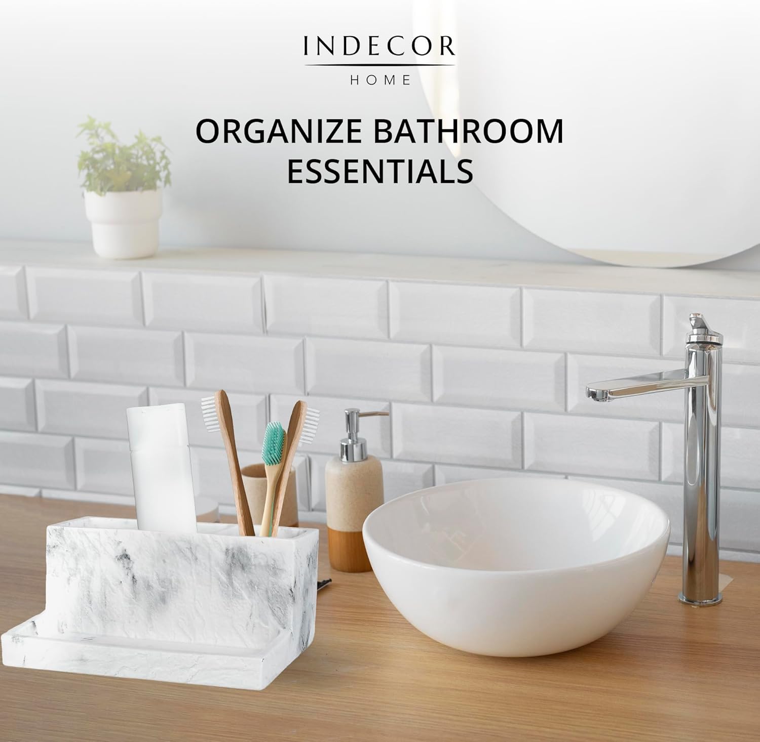 Stylish 3 Compartment Bathroom Organizer