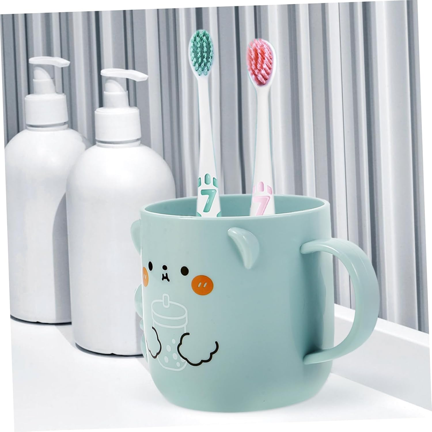 ABOOFAN 2-Piece Reusable Toothbrush Bear Cups