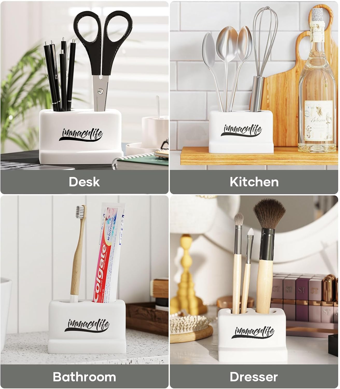 Elegant Ceramic Bathroom Organizer Set for Manual Toothbrushes razors