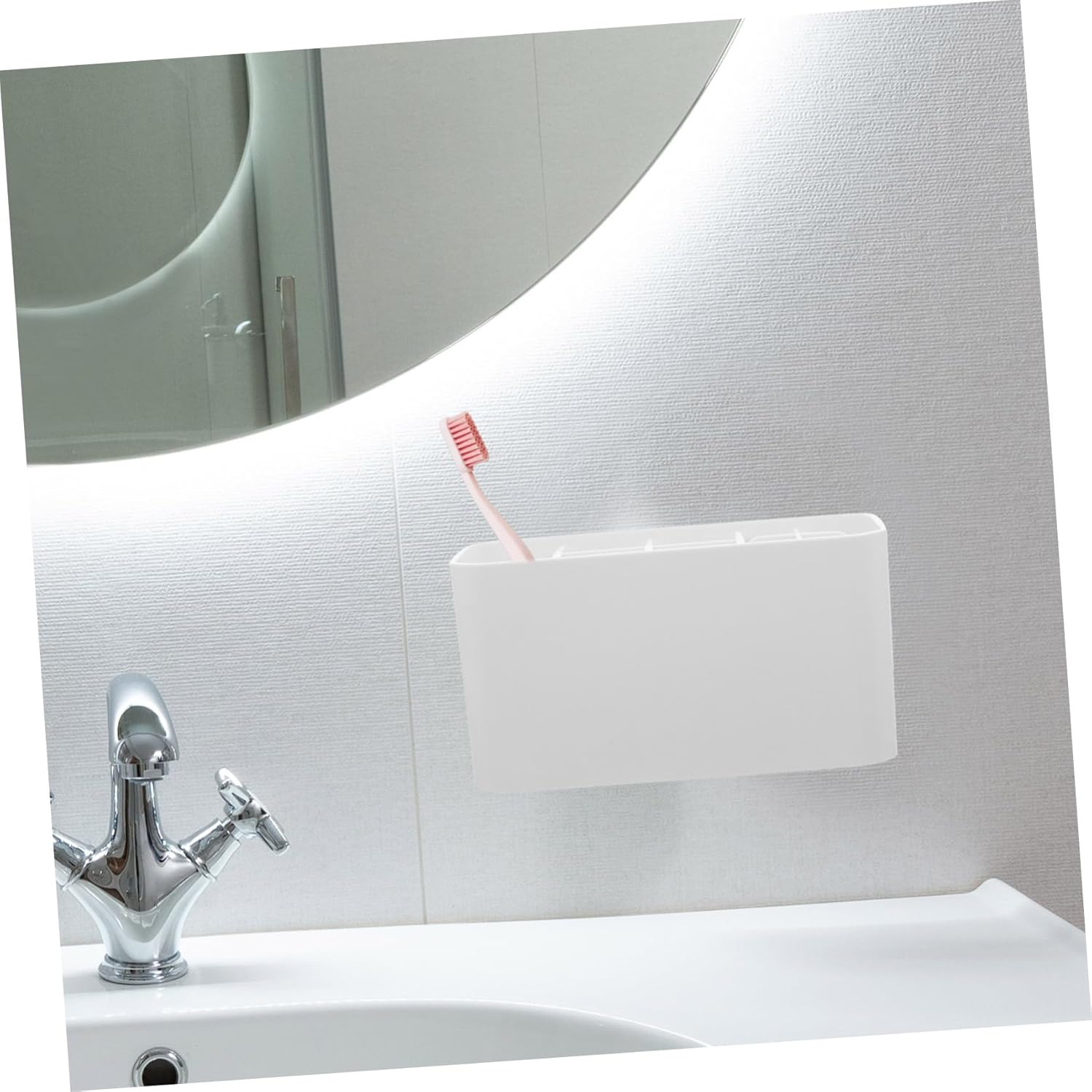 STOBAZA Bathroom Storage Organizer Wall Mounted Toothbrush Holder Modern Design