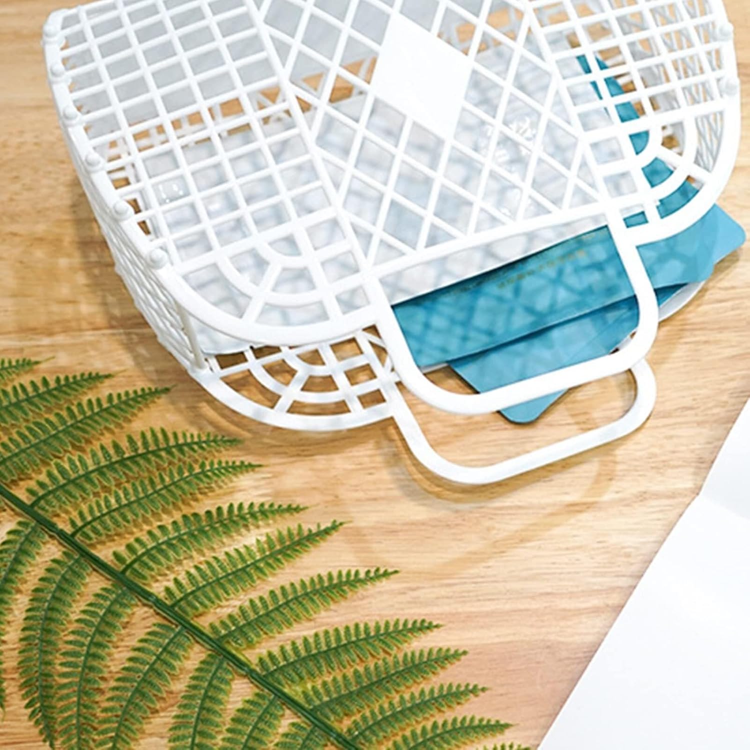 Foldable Plastic Shower Caddy with Handle Portable Multifunctional White Basket