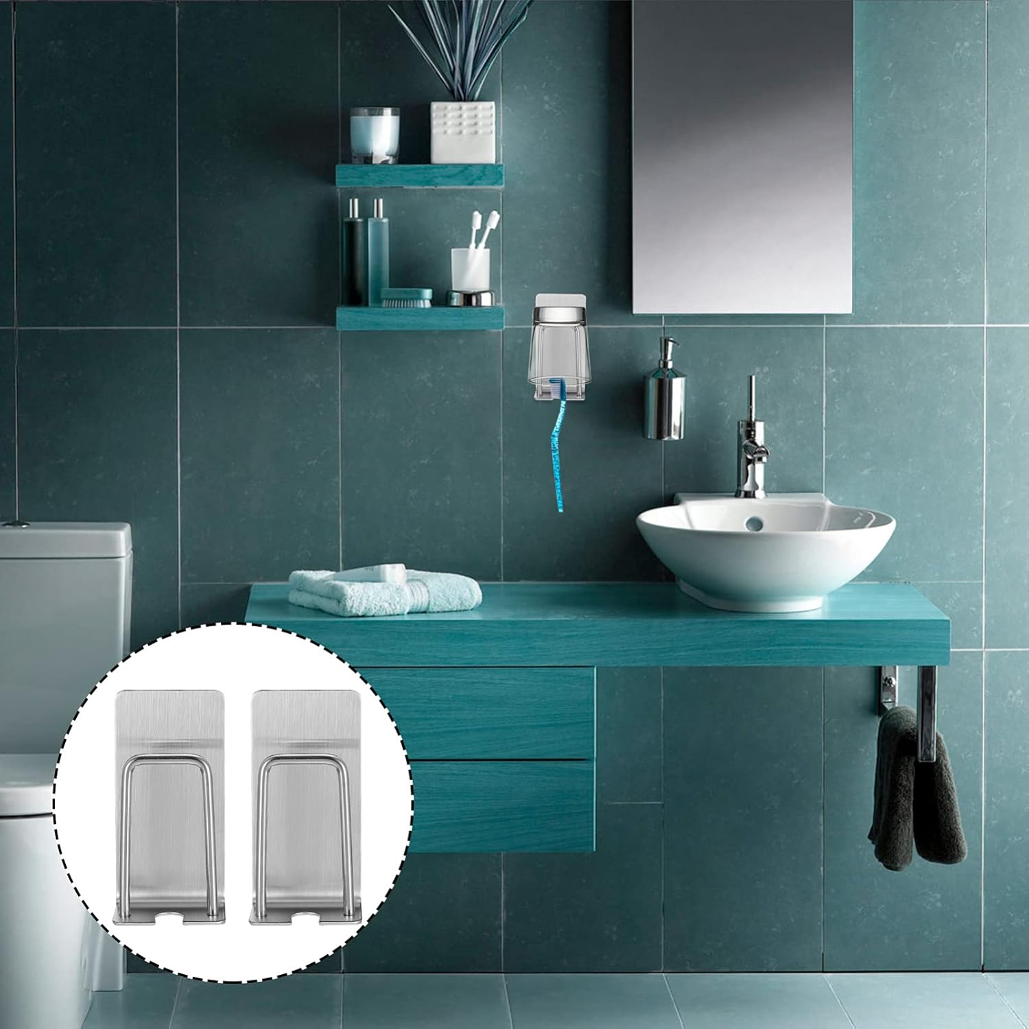 2pcs Wall Mounted Cup Holder Toothbrush Dispenser Stand