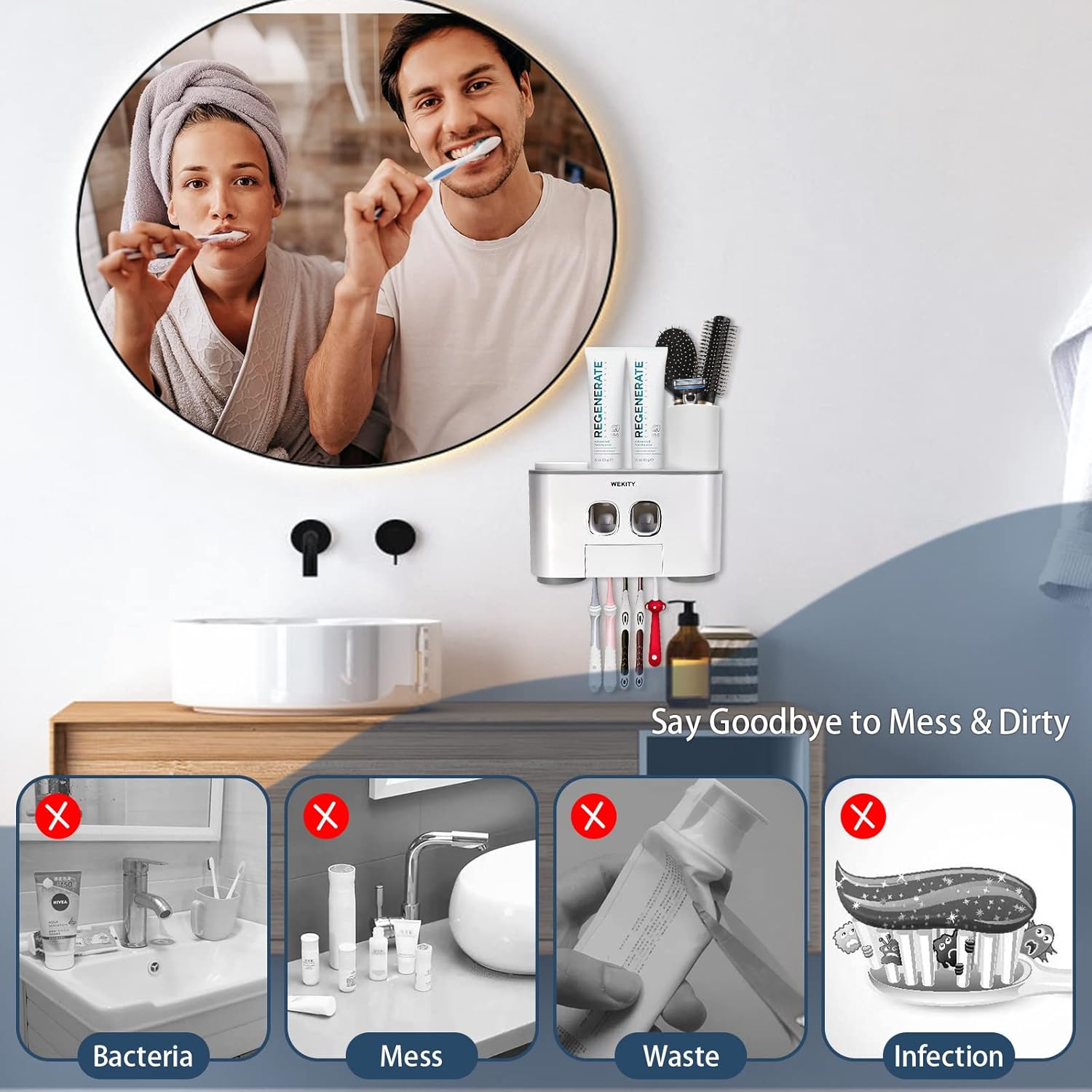 Wekity Multi-Functional Toothbrush Holder